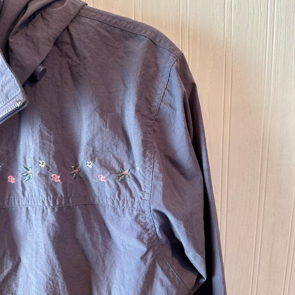 Northern Reflections Purple Nylon Jacket Embroidered flowers Cottagecore vintage - Picture 3 of 6